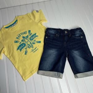 True Religion Mexx Kids Boys Crew Neck T-Shirt and Jean Shorts Size 3-4T